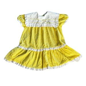 Vintage Yellow Gingham Party Dress Floral Easter Size 3x
